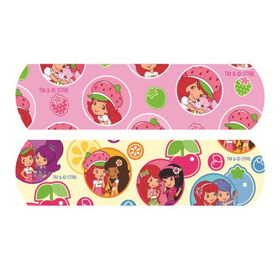 Bandage Adhesive Plastic Stat Strip 3/4x3" Strawberry Shortcake LF 100/Box, 12 BX/CA - Surgical Supplies NY